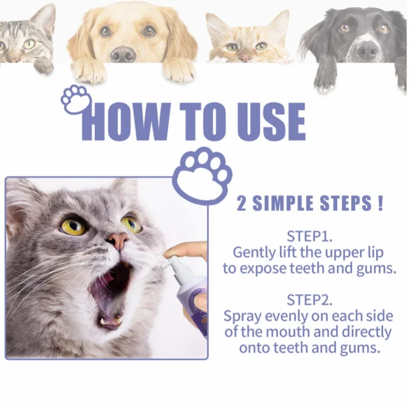 Gbbma 50ml Pet Oral Cleanse Spray Dogs Cats Teeth Clean Deodorant Prevent Calculus Remove Kitten Bad Breath Pet Supplies