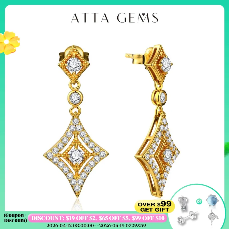 

ATTAGEMS Luxurly D Color VVS1 блестящая Бриллиантовая Женская бижутерия из стерлингового серебра 925 пробы с позолотой желтого цвета для юбилея