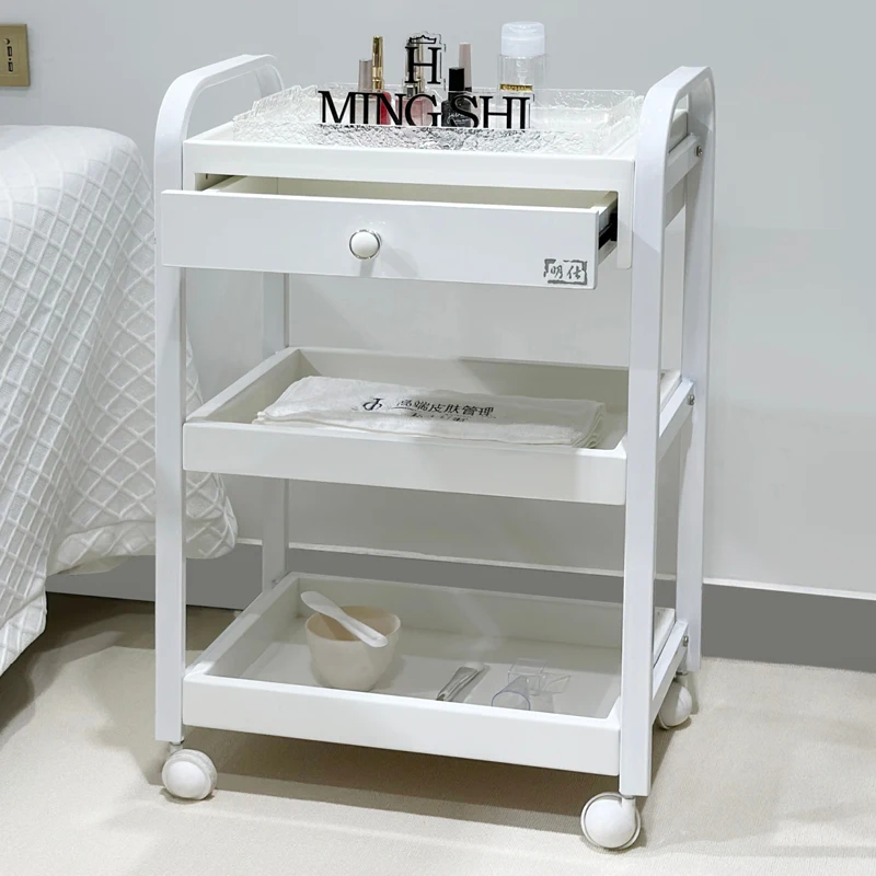Luxury Beauty Trolley for Salon Mobile Cart with Drawers Spa Nail Eyelash Salon Furniture Storage Organizer for Aesthetic Tools