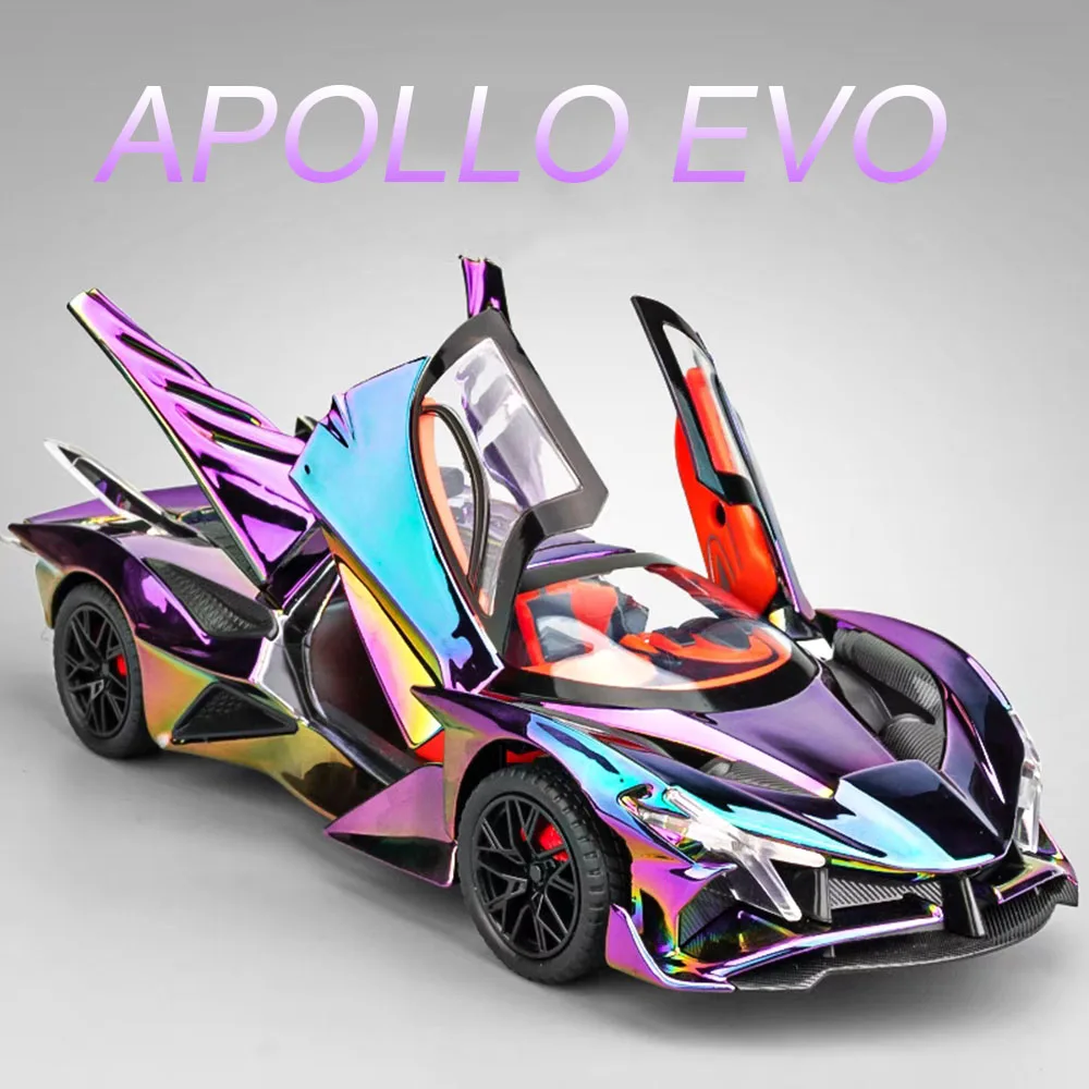 1:24 아폴로 에보 비전 GT 스포츠카 장난감 모델 휠 후진 자동차 라이트 사운드 미니어처 자동차 유아 어린이 선물