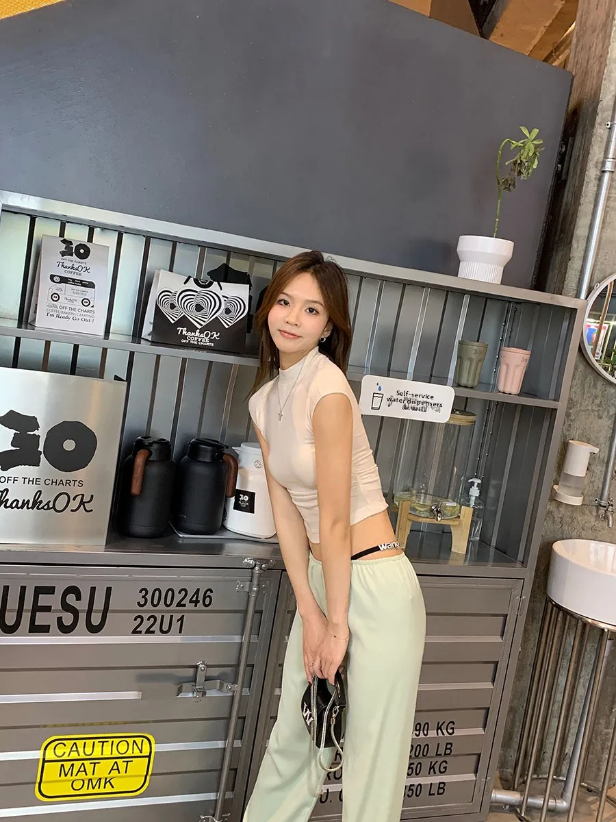 Silky Ice Muscle Mask Pants Loose Fitting Artificial Acetate Candy Color Leisure Pants High Waist Wide Leg Commute Style