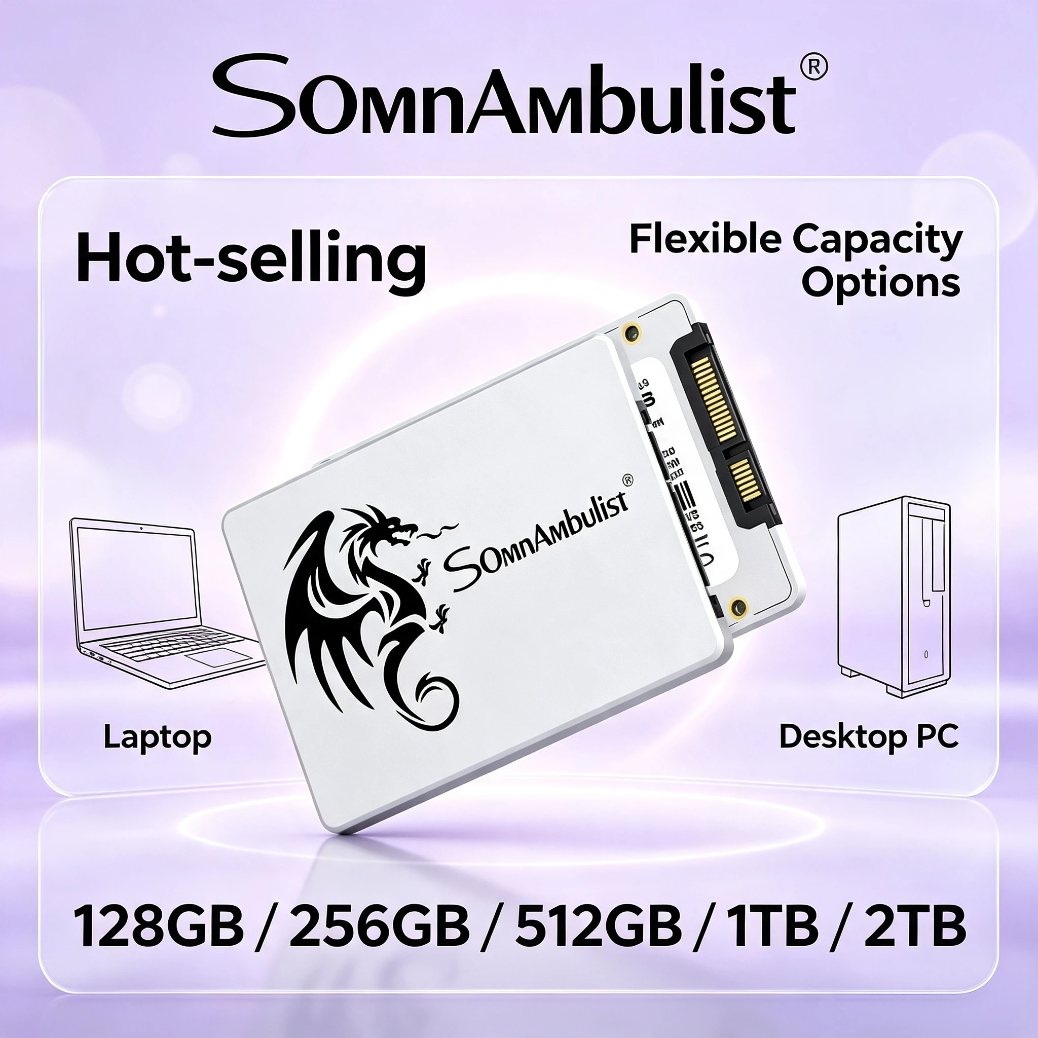 NEW SomnAmbulist SATA3 SSD 25 Inch Internal 128GB 256GB 512GB 1TB 2TB Solid State Drive for Laptop Desktop Computer