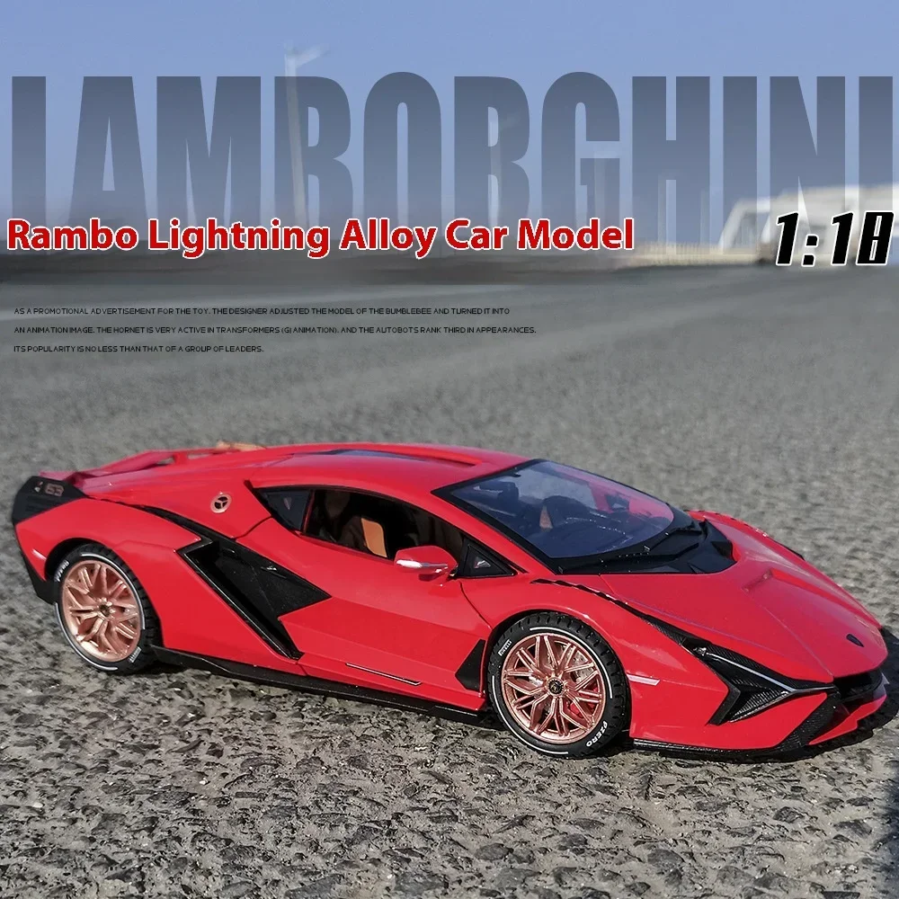1:18 Lamborghini SIAN FKP 37 sports car Diecast Metal Alloy Model car Sound Light Pull Back Collection Kids Toy Gifts