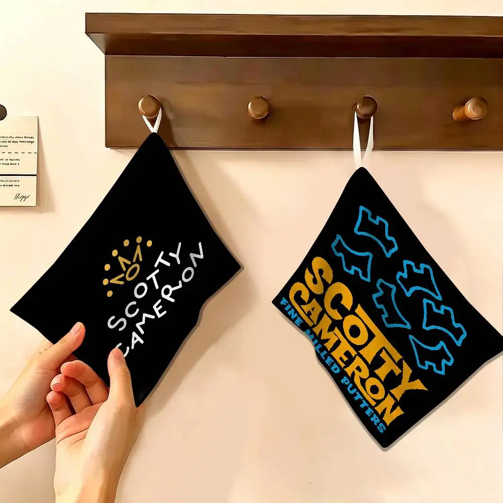 Brand S-Scotty C-Cameron Logo Fashion Hanging Kitchen Towel, Polyester Cotton Fabric, Absorbent Hand Towel for Home Dormitory