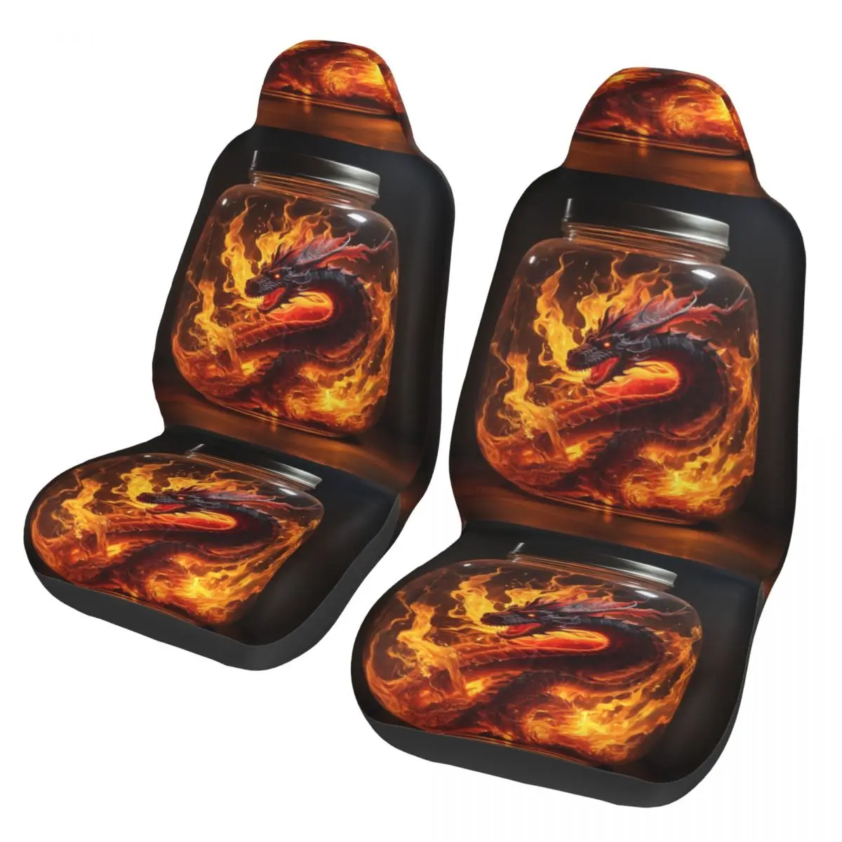 

Dragon In A Jar Car Seat Cover Set 2 Pcs for Cars Auto SUV Universal Protector Accessories