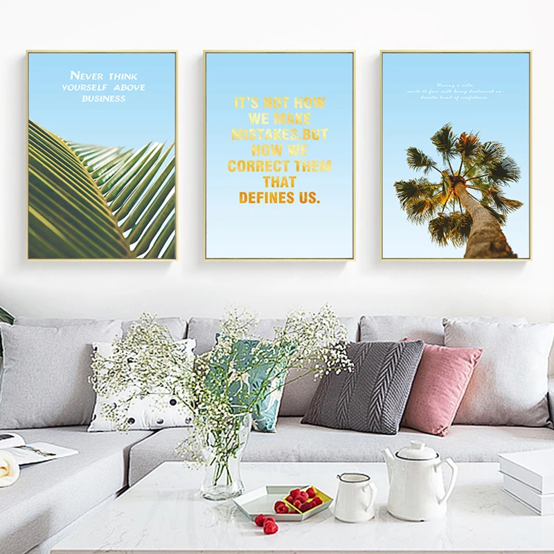 

3pcs Simple Green Plant Coconut Tree Canvas Poster Picture Art Wall Decoration Modern Living Room and Room Home Decoration Print