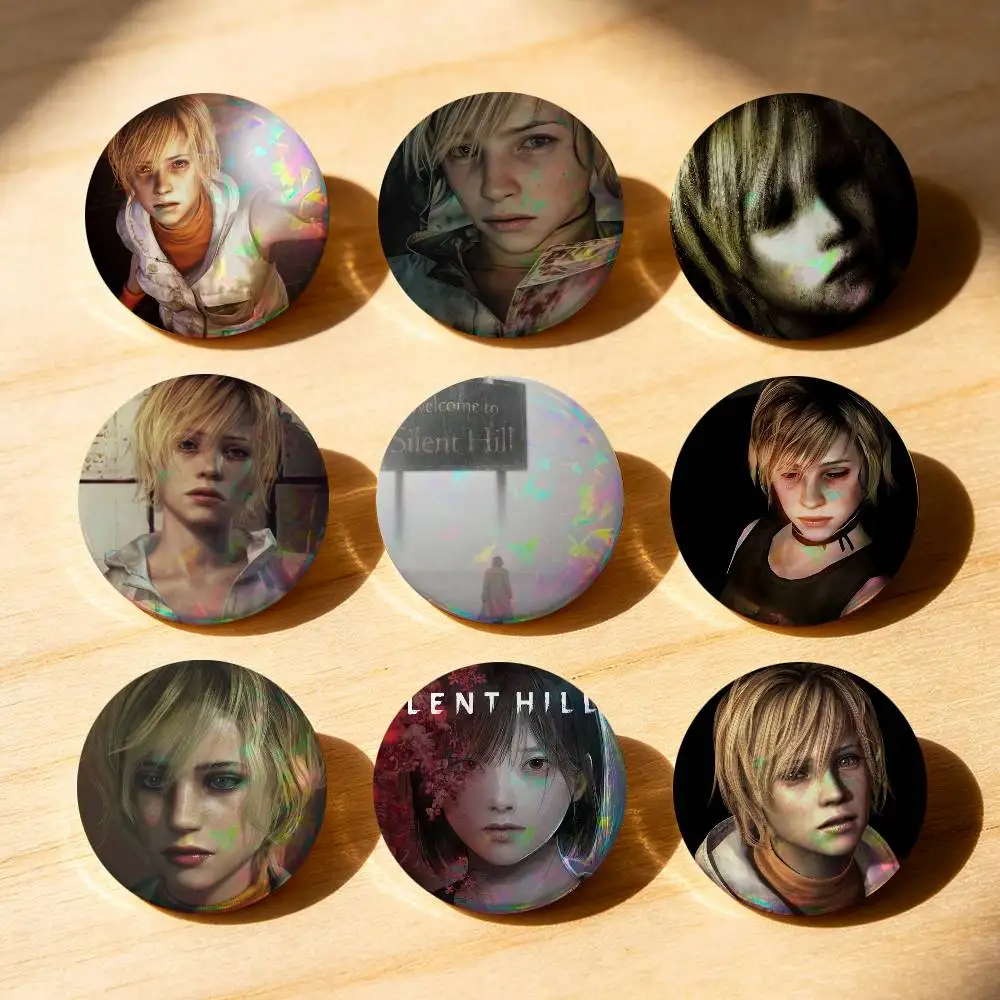 Horror A-Heather Masons Silent Hill Pins Y2K Funny Characters Badge Fashion Jewelry Accessories Round Snap-in Brooch on Backpack