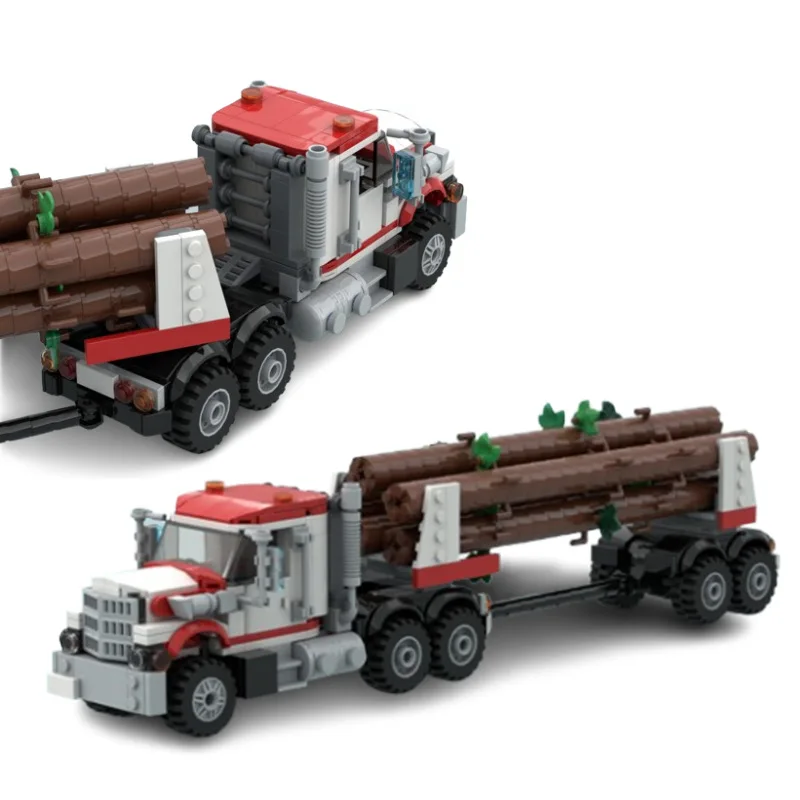บล็อกตัวต่อรถพ่วง Lowboy สําหรับงานหนัก, ชุดขนส่งอุปกรณ์ก่อสร้าง, ชุดโมเดลยานพาหนะอุตสาหกรรมสําหรับวัยรุ่นผู้ใหญ่