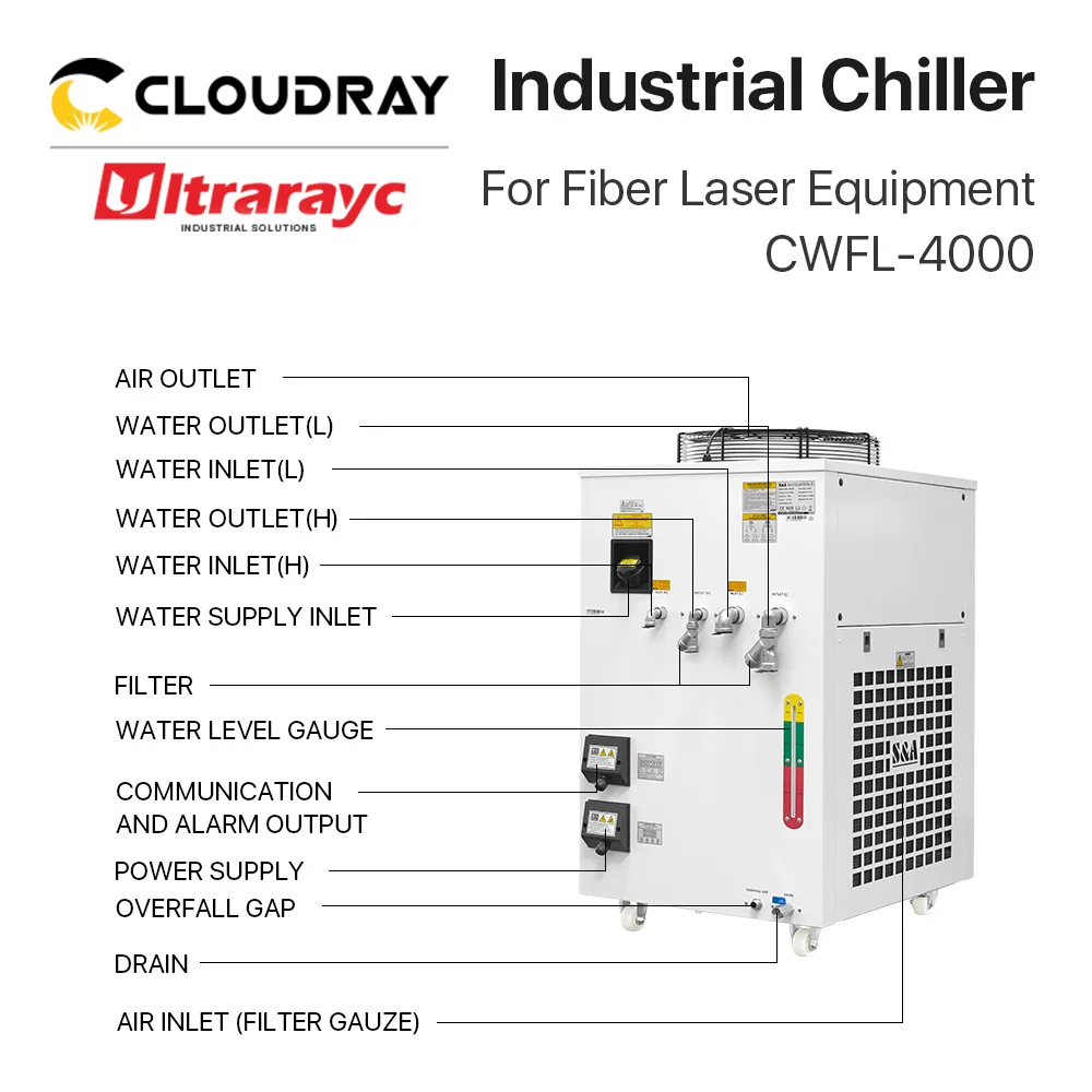 産業用空気水チラーレーザーカッター、ultrarayc s & ファイバーレーザー彫刻切断機用CWFL-4000シリーズ、CWFL-4000