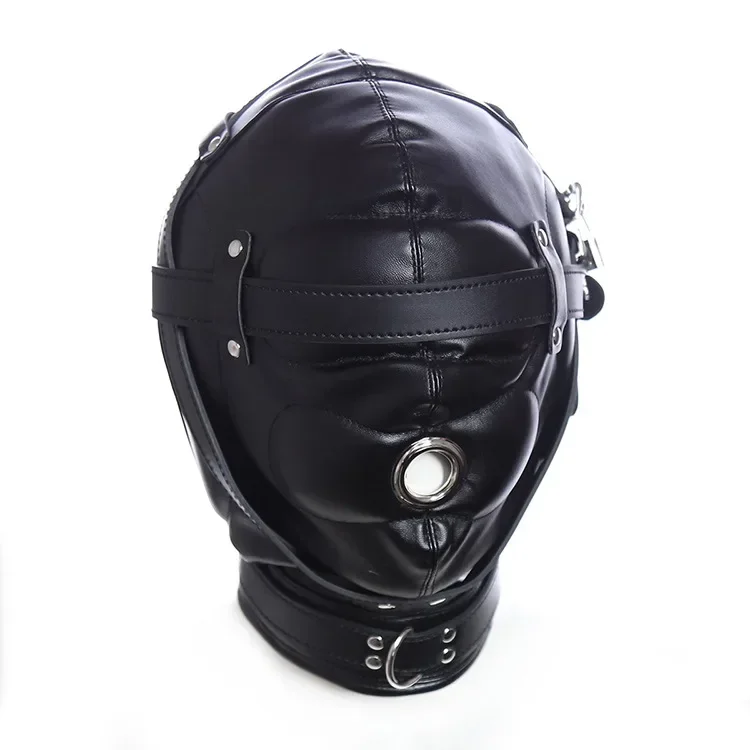 Restraints Helmet Adult Games Products Sex Toys For Women Leather Mask Hood Headgear Mouth Slave Bdsm Bondage