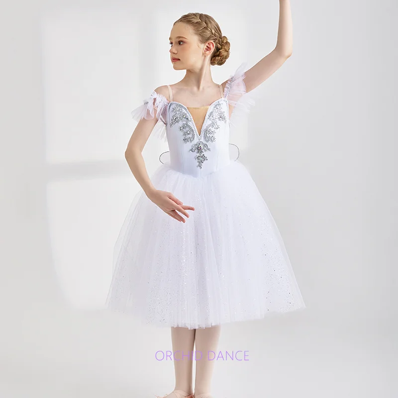 Venda quente crianças meninas crianças mulheres adulto desempenho wear ouro branco ballet tutu trajes