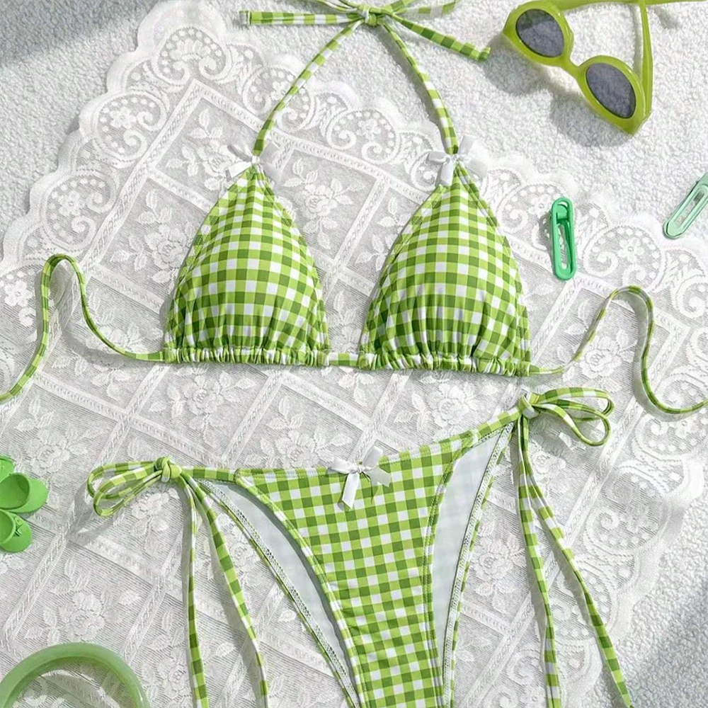 Korean Women's Bikini Split Bra Design Women's Swimsuit Set Sweet and Cute Beach Vacation Photos Gini Set 2026 Swimsuit W008