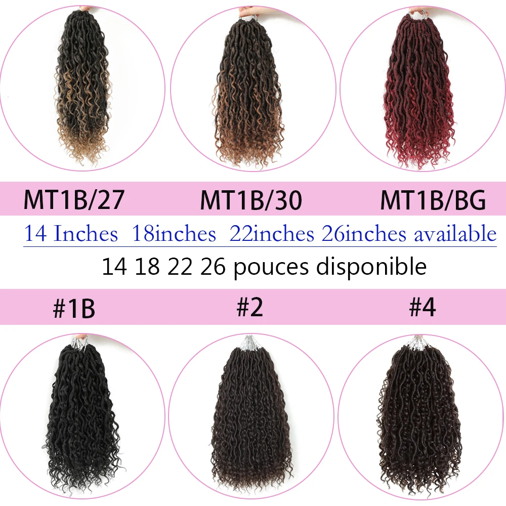 IPARTY-Pré-Loop extensões tranças sintéticas, Curly Rio Locs, Deusa Faux Locs, Crochet Cabelo, Long Black Dreadlocks