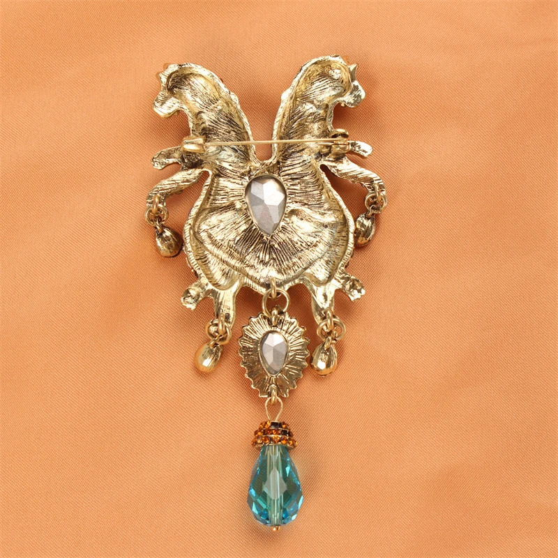 Large Size Heavy Industry Double Leopard Brooch Luxury Personality Fashion Animal Pins Vintage Unisex Corsage Accessories