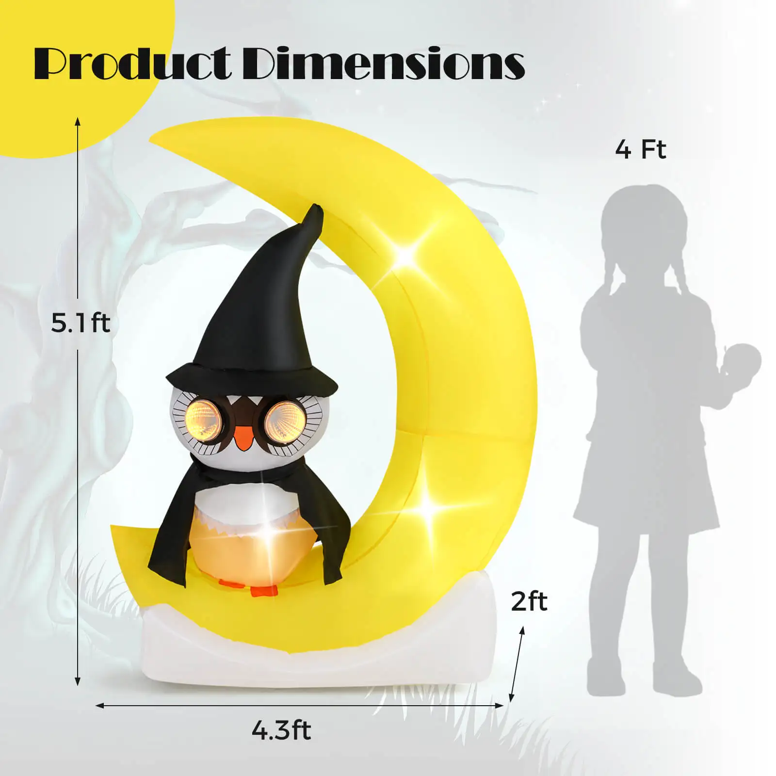Inflatáveis sopram com chapéu de bruxa, decoração de Halloween