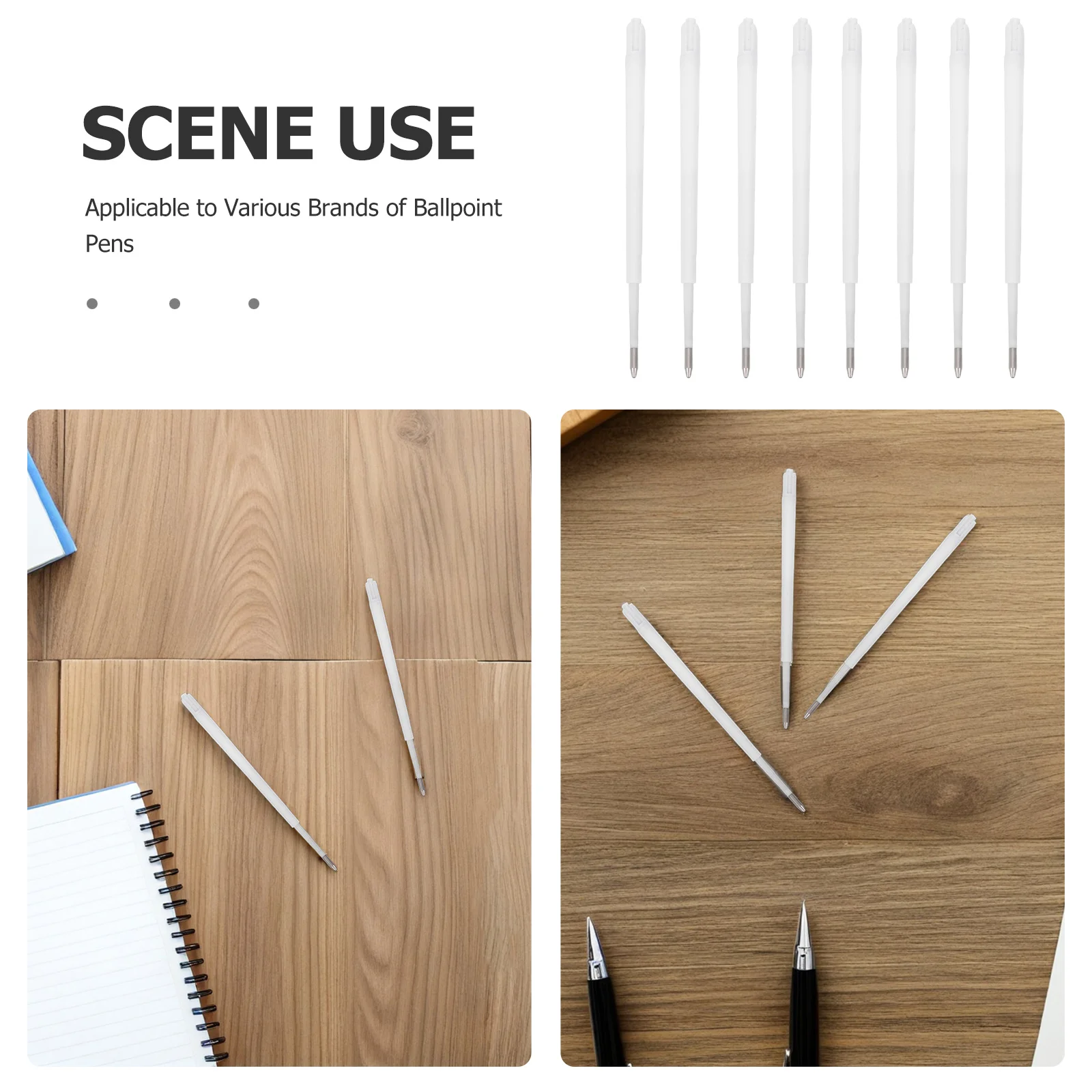 Recharges de stylo à bille universelles, 100 pièces, encre bleue, plastique, écriture lisse, remplacement de grande capacité pour le bureau et l'école