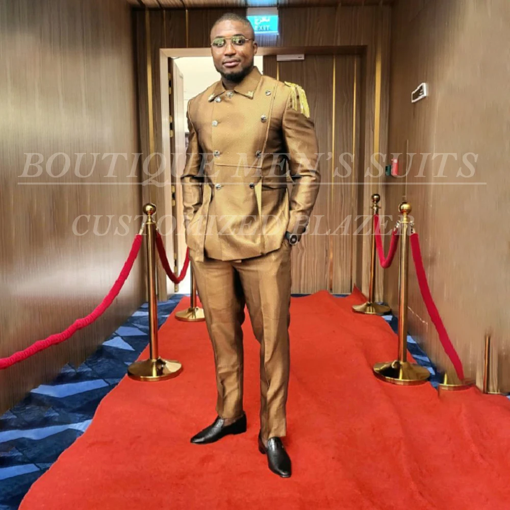 

Элегантные мужские костюмы высокого качества, двубортные облегающие комплекты из двух предметов, куртка и брюки, модная повседневная мужская одежда, комплекты одежды