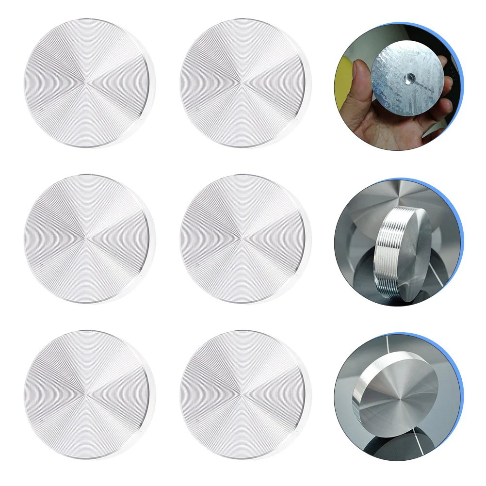 

6 Pcs Aluminum Cake Round Circle Disc Plate Glass Tops Discs Silver Solid Adapter