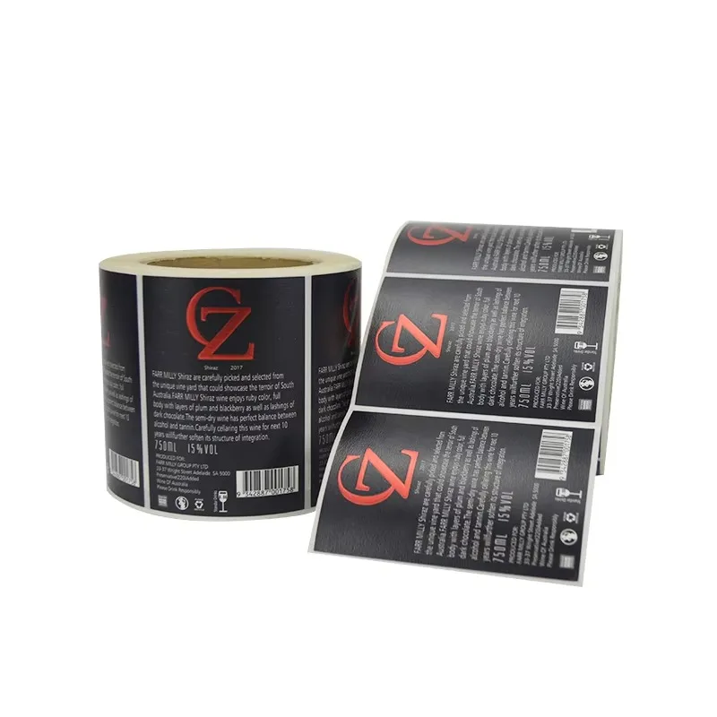 Custom Textured Paper Labels｜Embossed & Bronzing Printing｜Self-adhesive Label Roll for Wine｜Whisky｜Vodka Glass Bottles