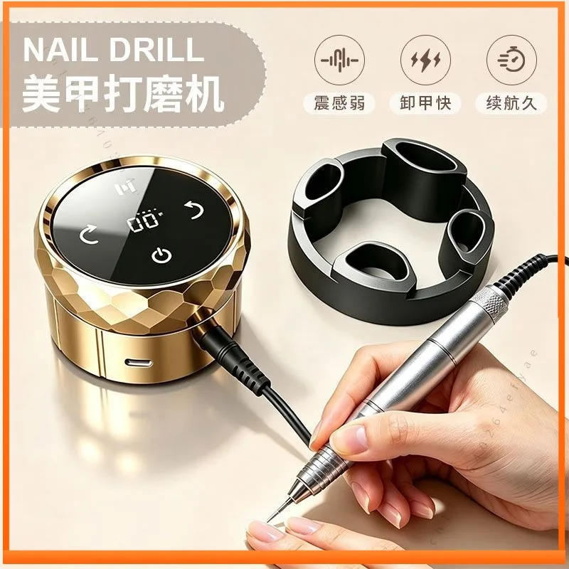 Nail Art Hollow Cup Grinder, Rechargeable Professional Electric Nail Remover 45000 Rpm