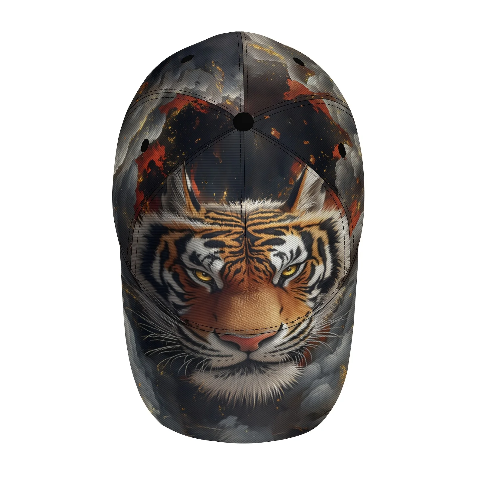 Realistic Tiger Face Print Baseball Cap Wildlife Animal Pattern Adjustable Dad Hat Breathable Sun Hat For Men Women Outdoor