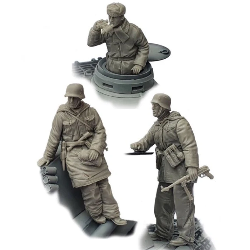 1/35 Scale Resin Figure Model Kit History Mini Military Tank Crew 3 People Micro Miniature Statue Unpainted and Unassembled