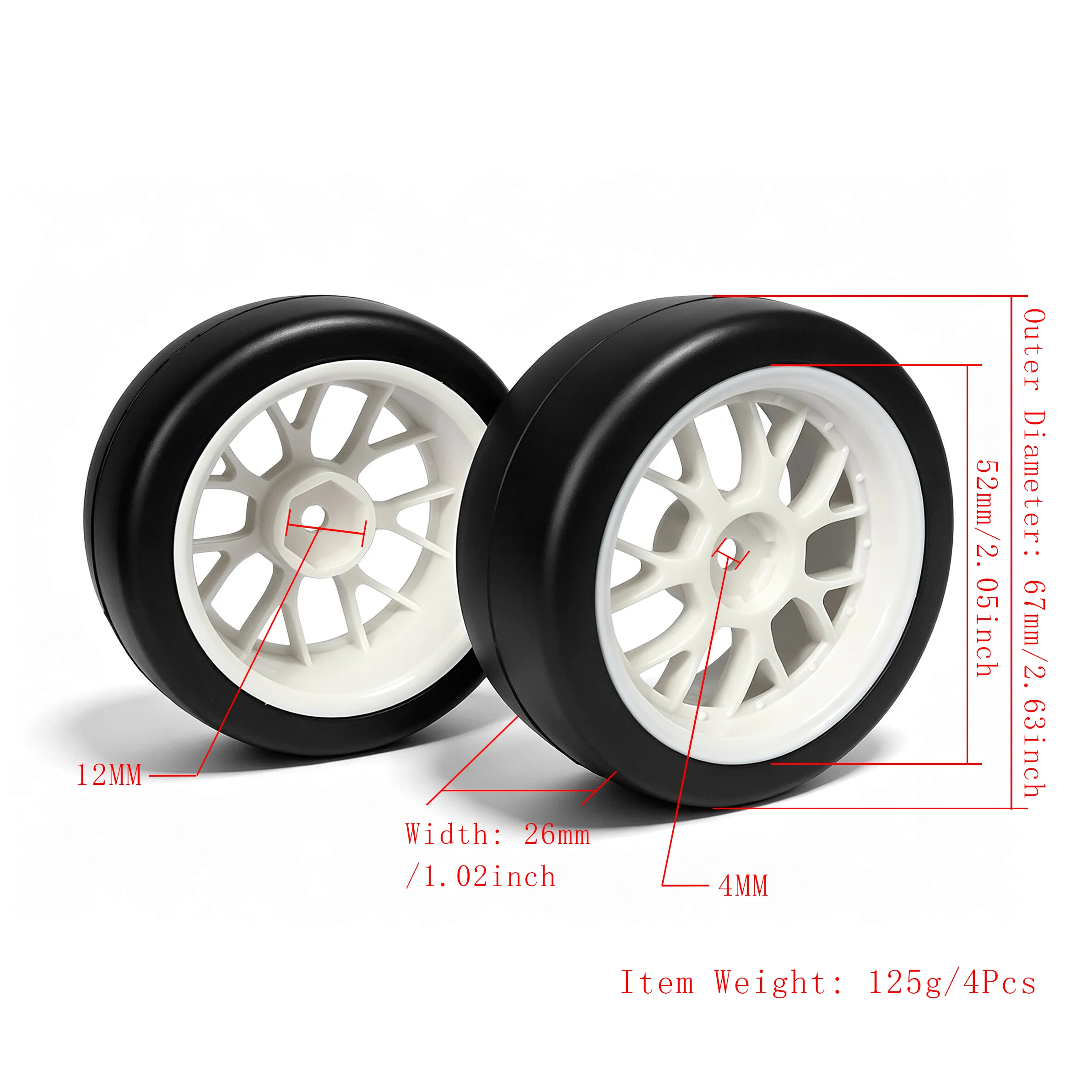 1/10 Drift Soft Tires 67mm Rally Tyres Racing Wheels 12mm Hex for RC Car Tamiya TT02 XV02 XV01 TT01 Traxxas HPI KYOSHO PTG2 A959