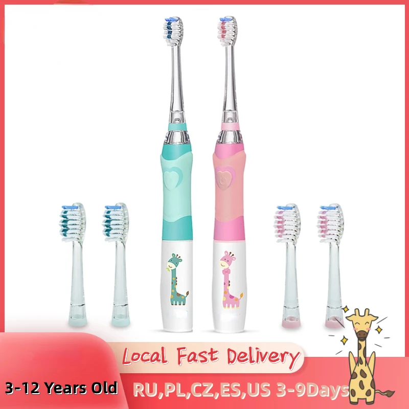 

Children Electric Sonic Toothbrush for 3-12 Ages Kids LED Toothbrush Smart Timer + Soft Bristle 3 Replacement Brush Heads