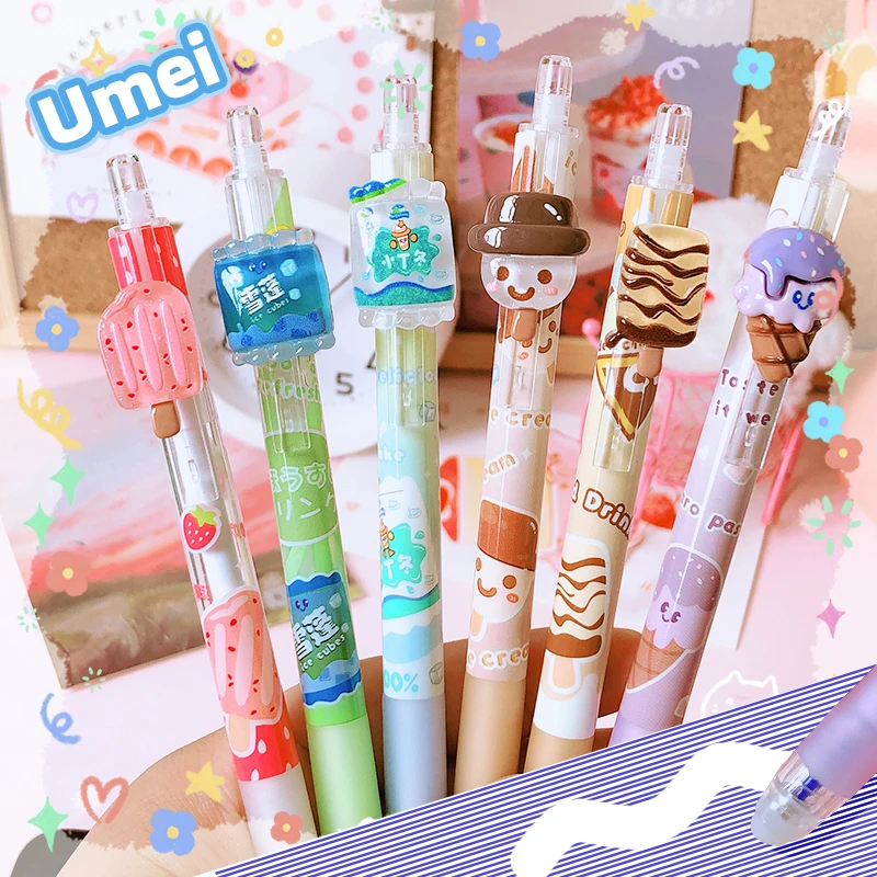 Kawaii ice cream Blue erasable ballpoint pen School student office stationery Cute Cartoon  Gift Stationery erasable gel pen