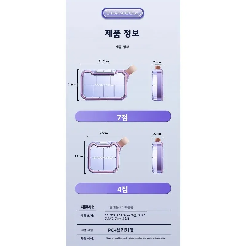 휴대용 의약품 보관 상자 밀봉된 방습 소형 하위 포장 의약품 상자 여행용 소형 약물 정리함 썸네일 2