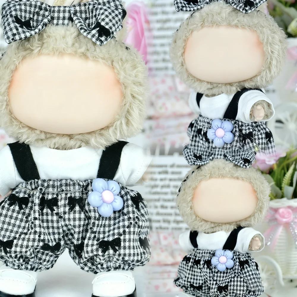 

3 шт., 17 см, мини-кукольная одежда, аксессуары, комбинезон с галстуком-бабочкой для V1V2V3, костюмы Labubu, корейский идол, игрушки, декор без обуви