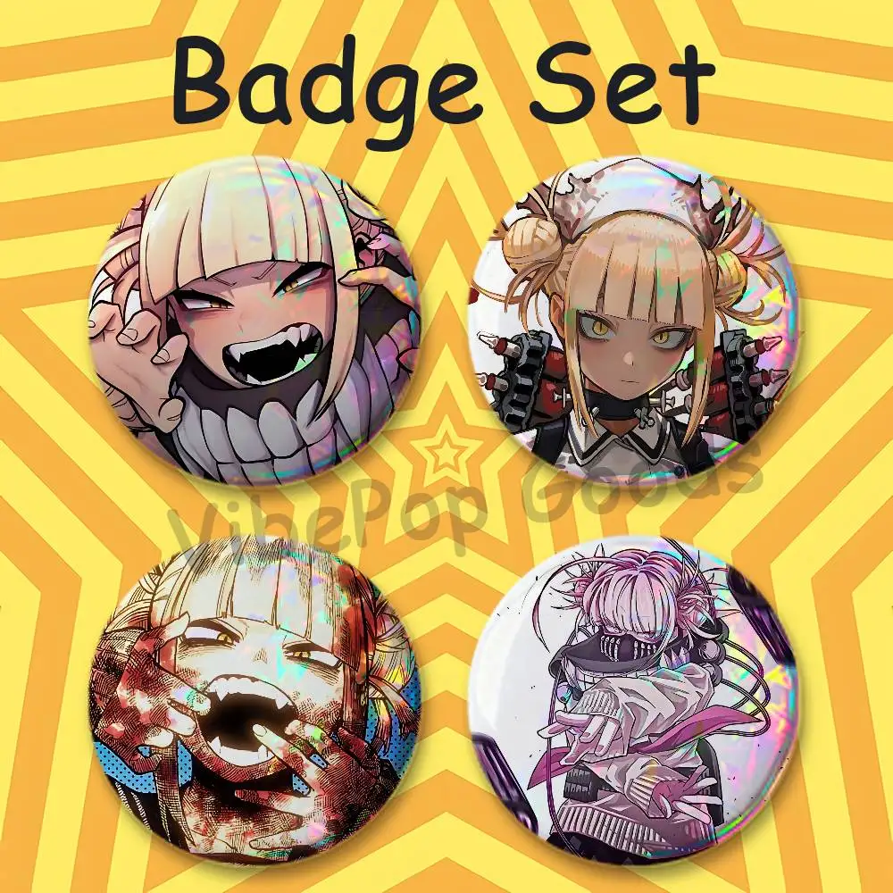 H-Himiko T-Toga Custom Mini Pill Badge 25mm Button Pins 4-Piece Set 75mm Oversized Pin Badge 2.25 Inch