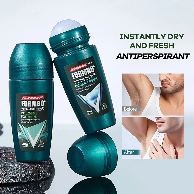 Men's Portable Cooling Roll-on Deodorant, 48h Long Lasting Antiperspirant,Odor Control Body Eliminator,Non-sticky Daily Fresh