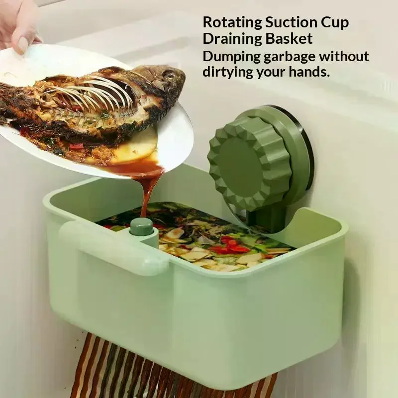 Sink Drain Strainer Basket Sink Washing Basin Anti Leak Filter Basin Suction Cup Rack One Click Press Type Grid Drain Storage