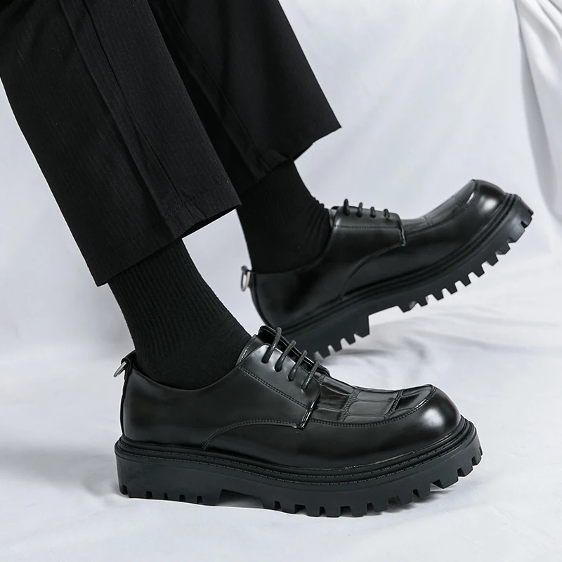 

Men's casual leather shoes Comfortable daily style Office and business work 38-46 lace-up shoes Black brown classic Hot Luxury