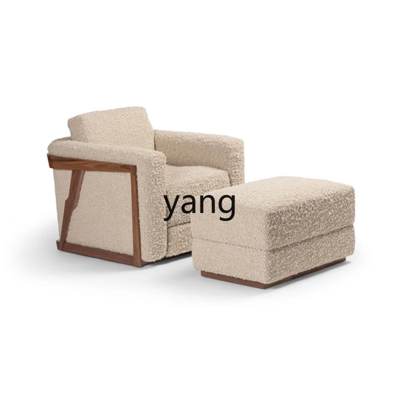 

LXL New Chinese Style Solid Wood Lambswool Single-Seat Sofa Chair Simple Hotel Reception Combination Leisure Chair