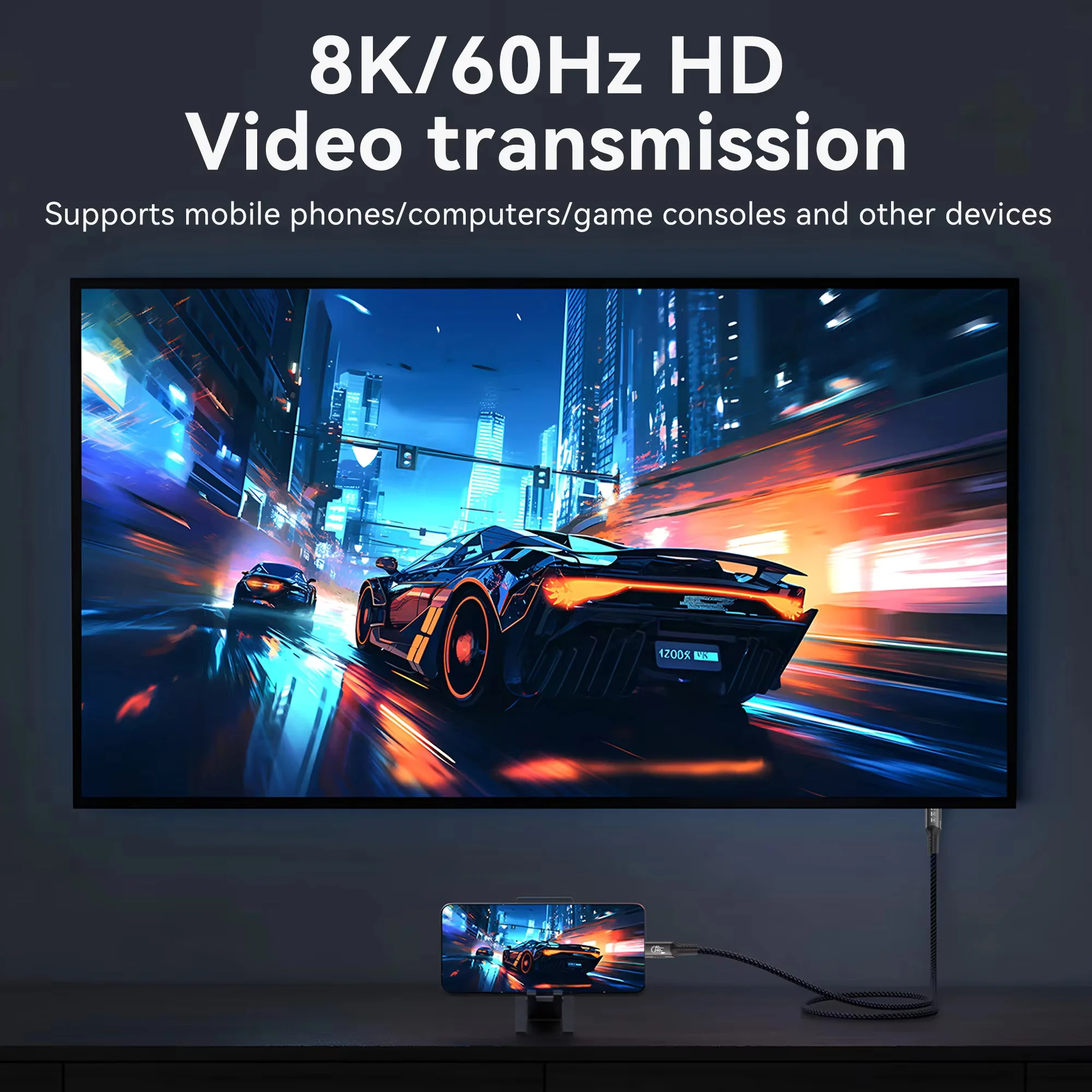 Kabel USB C do HDMI 8K@60Hz 4K@120Hz Kabel HDTV typu C do HDMI do konwertera TV MacBook Air iPad Adapter USB-C HDMI — zdjęcie produktu 4