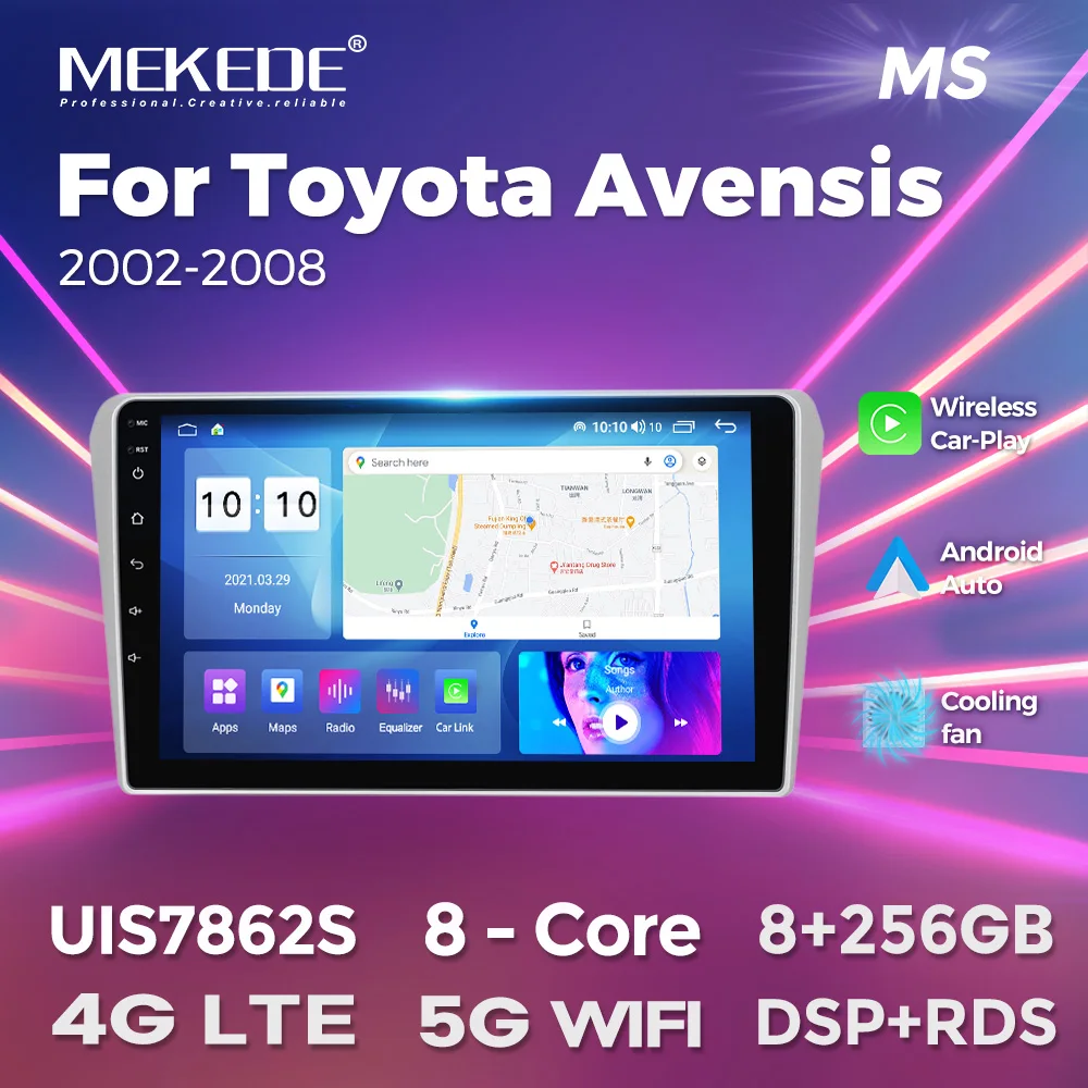

MEKEDE IPS screen Car Radio multimedia For Toyota Avensis 2002-2008 Android13 Stereo DSP+RDS Wireless Car-Play Auto 4G LTE WIFI