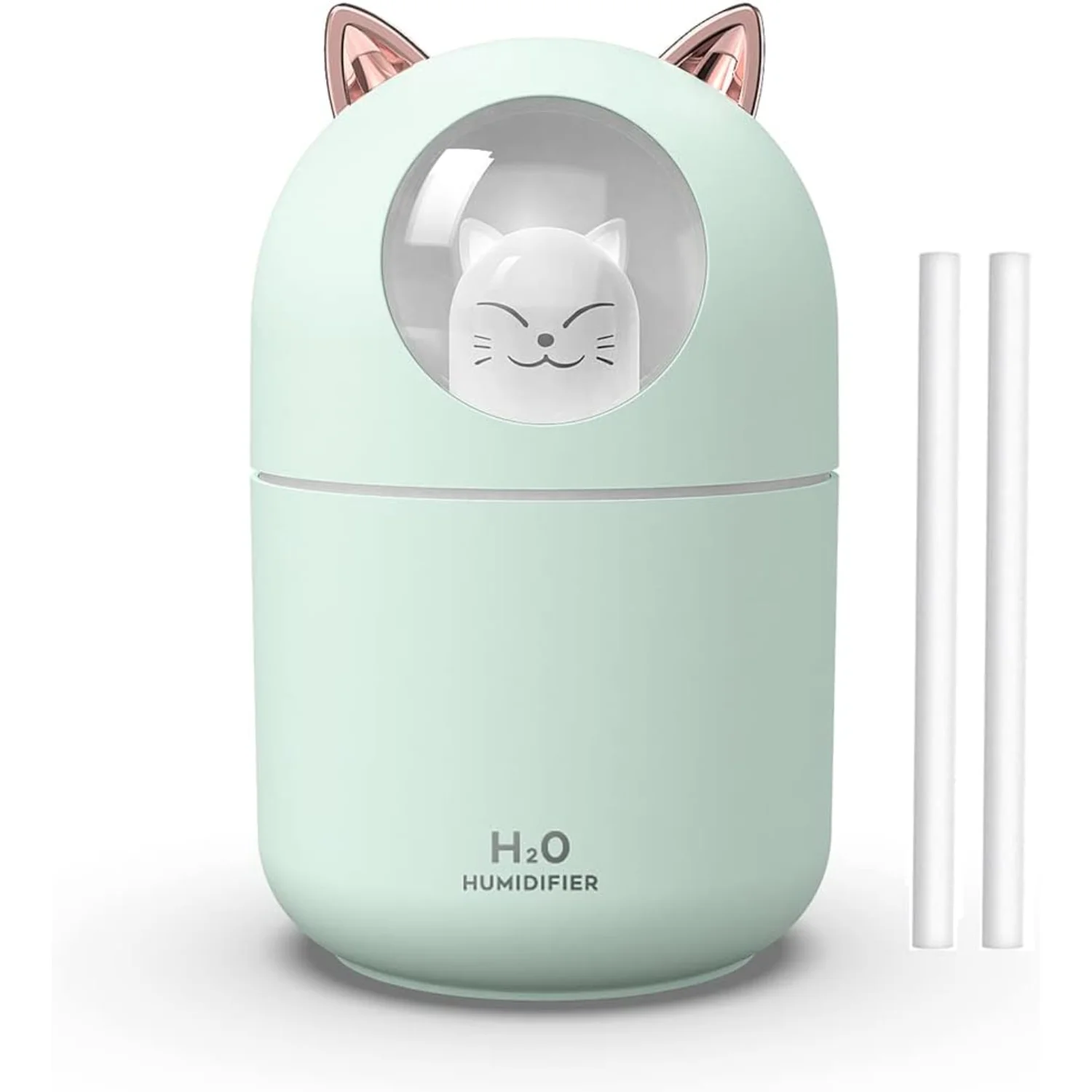 Portable Small Humidifier, 300ml Mini Cool Mist Humidifier with Night Light, USB Personal Humidifier Auto Shut-Off, Ultra-Quiet,