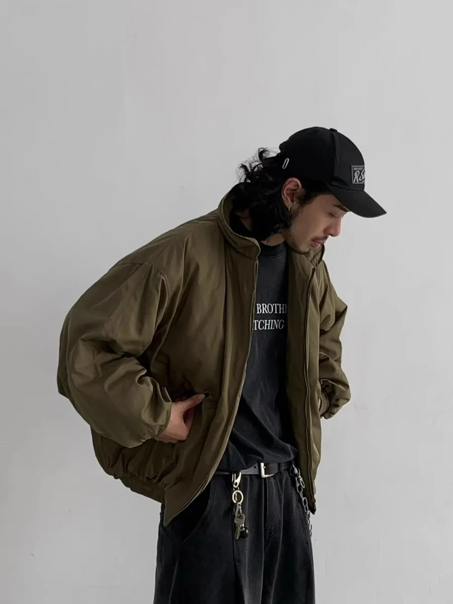 

Ретро-японская утепленная хлопковая куртка свободного кроя в стиле бейсбольной куртки, зимняя, теплая, с длинными рукавами, на молнии