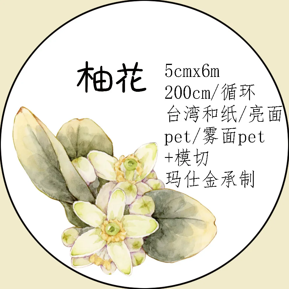 

Pomelo Flower Floral Theme Decorative Washi Tape Available in Washi PET Matte Finish for DIY Journal Scrapbook Crafts Decoration
