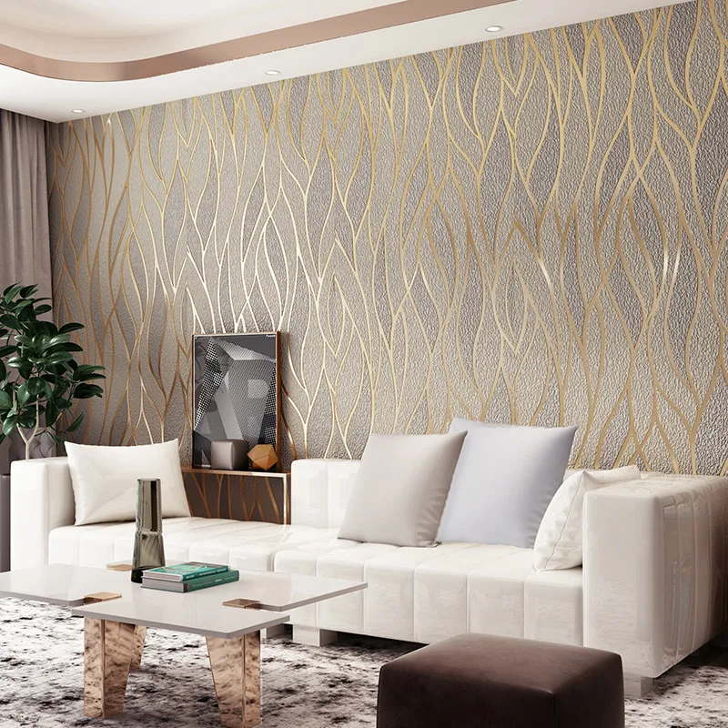 

Nordic Thickened Wavy Striped Deerskin Velvet Wallpaper Living Room Bderoom TV Sofa Background Wall Home Decor Wall Stickers