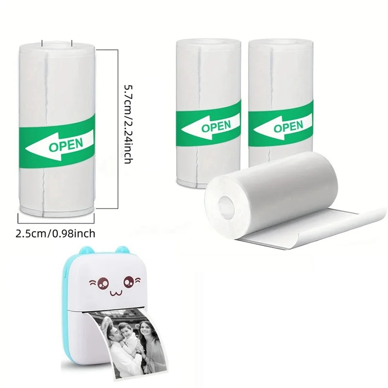 10PCS Miniเครื่องพิมพ์ความร้อนสติกเกอร์กระดาษSelf-Adhesiveป้ายสีดําสีขาวสําหรับเครื่องพิมพ์ทั้งหมดได้ถึง 57*30 มม.