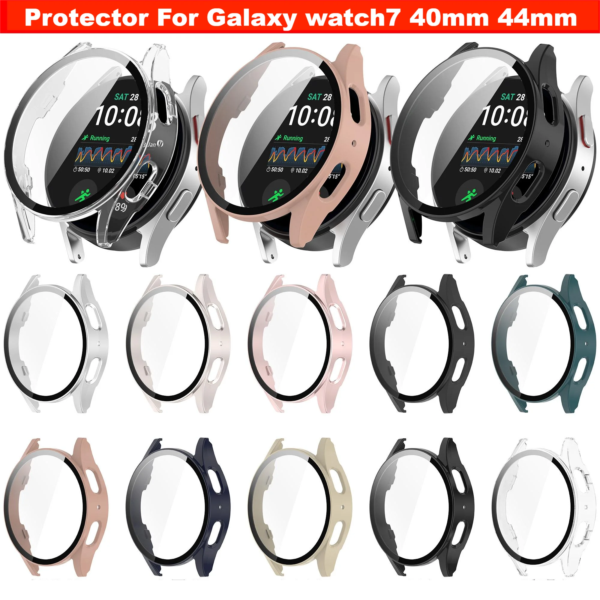 Tempered glass shell for Samsung Galaxy Watch 7 40mm 44mm case screen protector For Galaxy Watch7 case Accessories