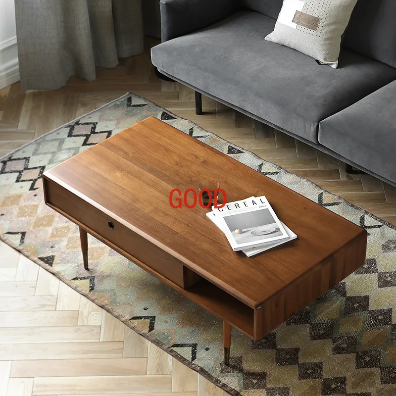 Nordic Expression Industrial Style Retro Solid Wood Tea Table Square Coffee Table Simple