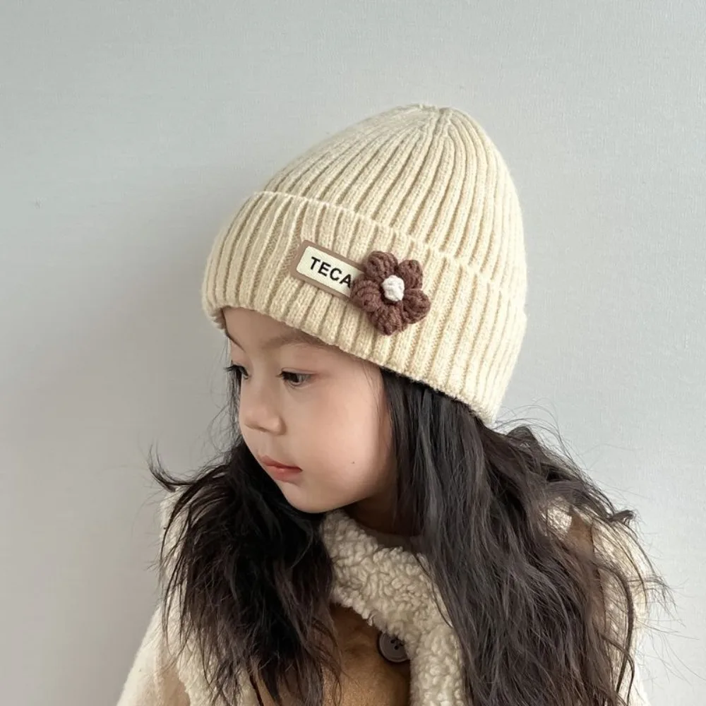 

Warm Cute Flower Baby Beanie Hat Solid Color Windproof Pullover Cap Thicken Ear Protection Hats Toddler