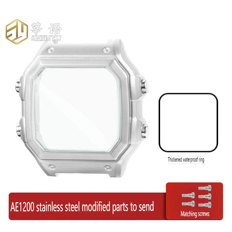 Корпус для часов Shenyu для casio 3299 AE-1200 304, металлический безель из нержавеющей стали, модный корпус с зеркальным стеклом, водонепроницаемое кольцо, бесплатные инструменты