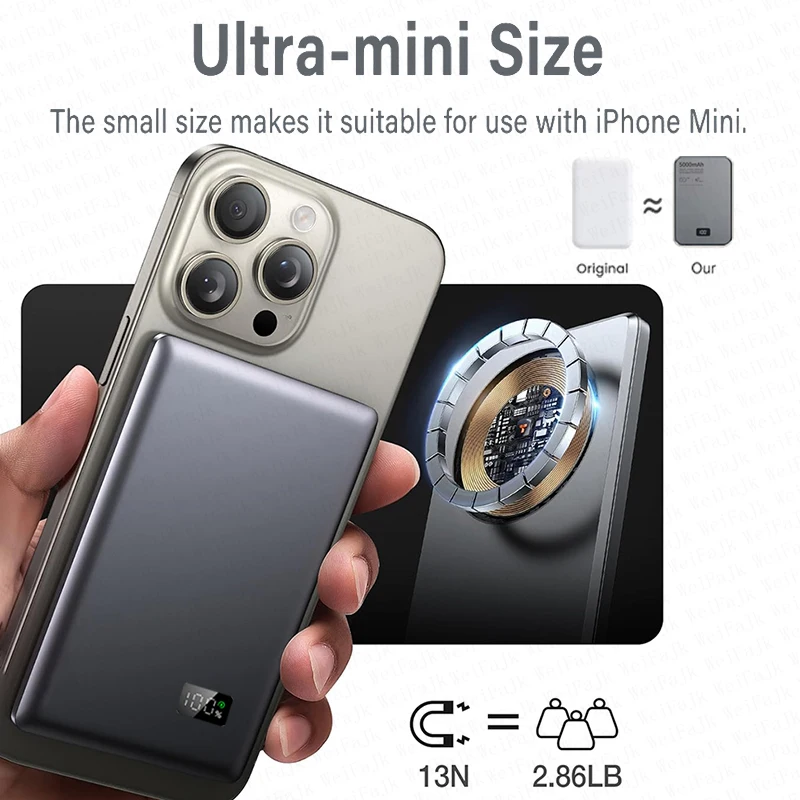 Original 50000mAh Powerbank Qi2 Magnetic Wireless Portable Charger External Spare Battery For iPhone Apple Watch AirPods Xiaomi - view 4