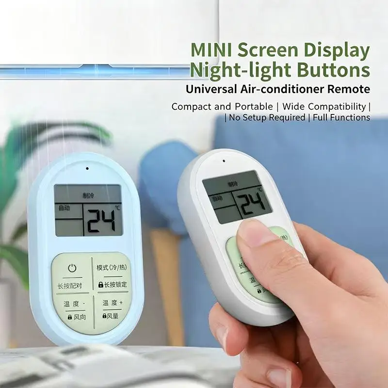 Universal Replacement AC Remote Control Mini Portable Glow Buttons LCD Screen Fits Majority of AC Brands
