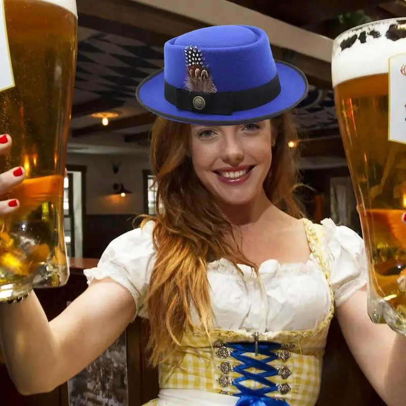 Oktoberfest Hat Costume German Hat Oktoberfest Outfits Women Oktoberfest Costume Accessories With Feathers Emblems For